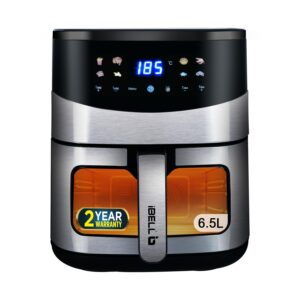 iBELL AF650MN 6.5L Air Fryer – 1600W, 8 Cooking Presets, Smart Rapid Air Technology, Detachable Basket, Timer Function, Auto Shut-Off and Adjustable Temperature Control (SILVER) Visit the IBELL Store